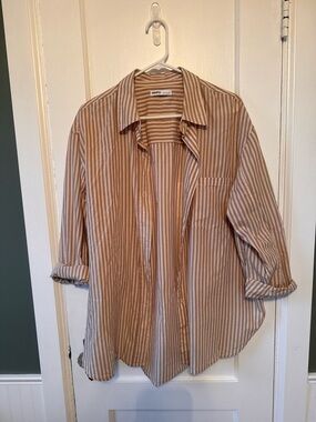 Sonoma Striped Shirt Beige and White - Size Large